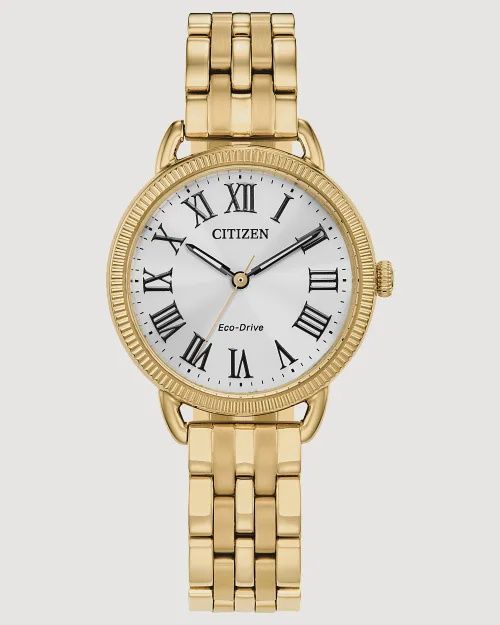 Classic Coin Edge Silver-Tone Dial Stainless Steel Bracelet EM1052-51A