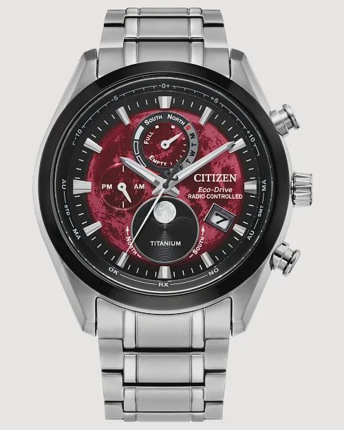 Tsuki-yomi A-T Red Dial Super Titanium Bracelet BY1018-55X