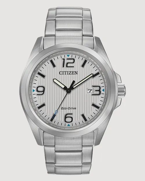 Chandler - Men&#39;s Eco-Drive Silver Stainless Steel Date Watch