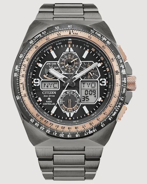 Promaster Skyhawk A-T Black Dial Stainless Steel Bracelet JY8146-54E