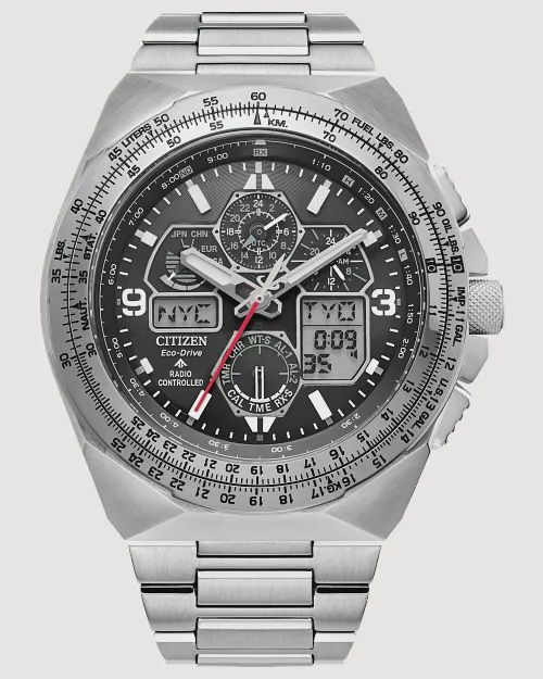 Promaster Skyhawk A-T Black Dial Stainless Steel Bracelet JY8120-58E