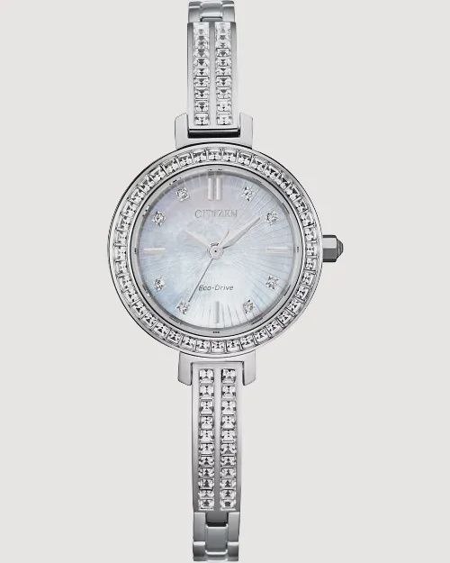 Silhouette Crystal White Dial Stainless Steel Bracelet EM0860-51D