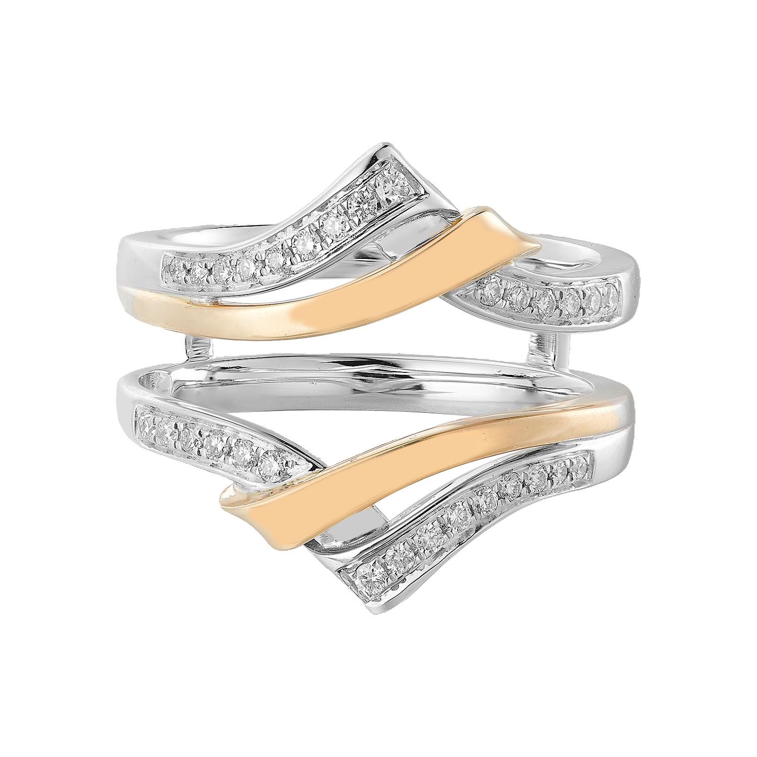 14K White Gold&amp; 14K Yellow Gold Dual Tone Natural Diamond Enhancer Ring MZ5289