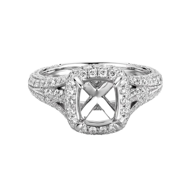 14K White Gold Split Shank  Natural Diamond Engagement Ring MZ7427