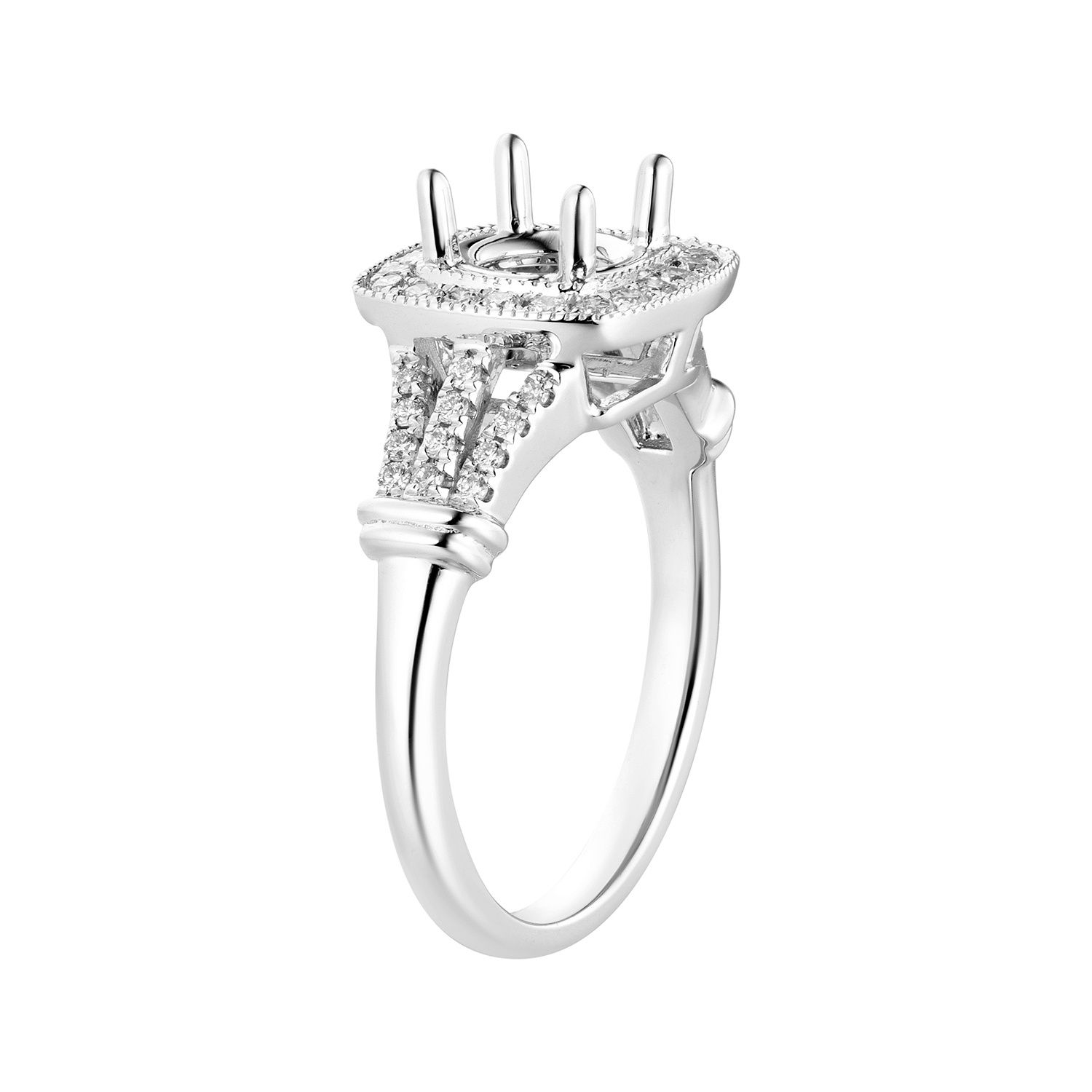 14K White Gold Cushion Halo Natural Diamond  Engagement Ring MZ5682