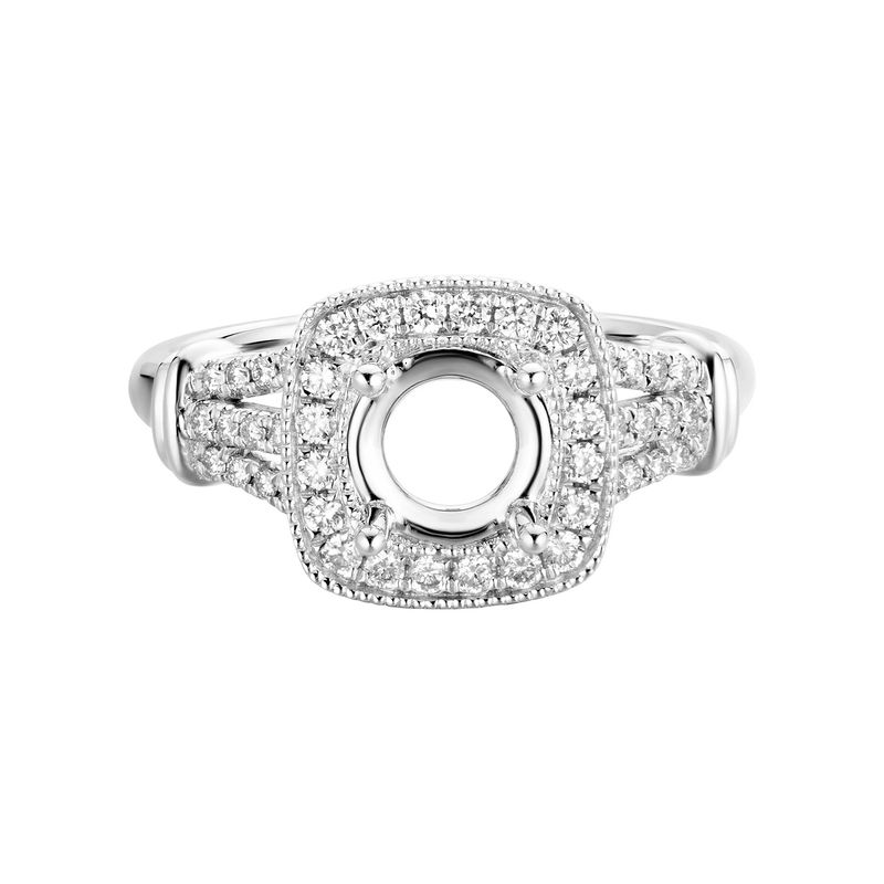 14K White Gold Cushion Halo Natural Diamond  Engagement Ring MZ5682
