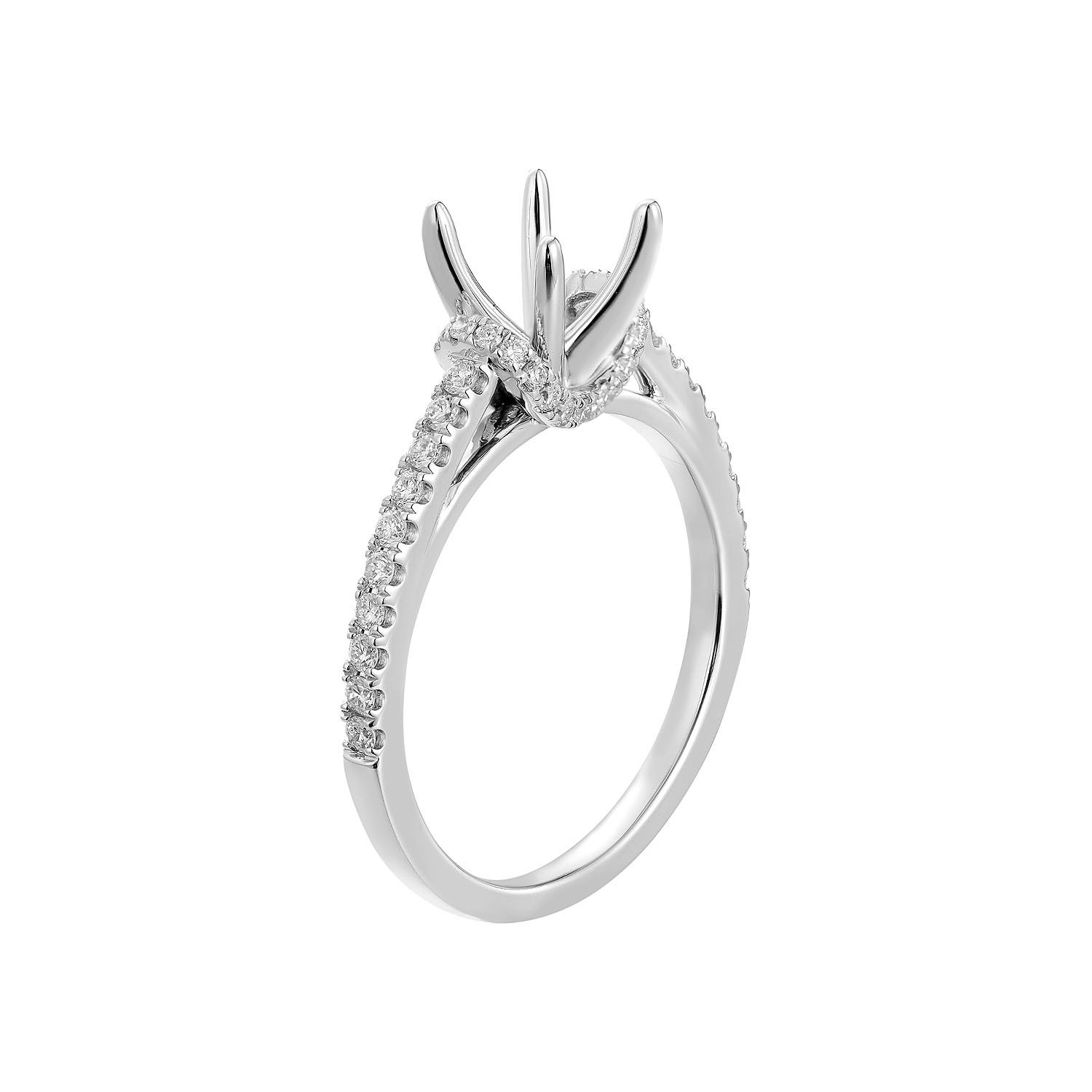 14K White/Yellow Gold Round Center Natural Diamond  Engagement Ring MZ5359, Colour: 14K White