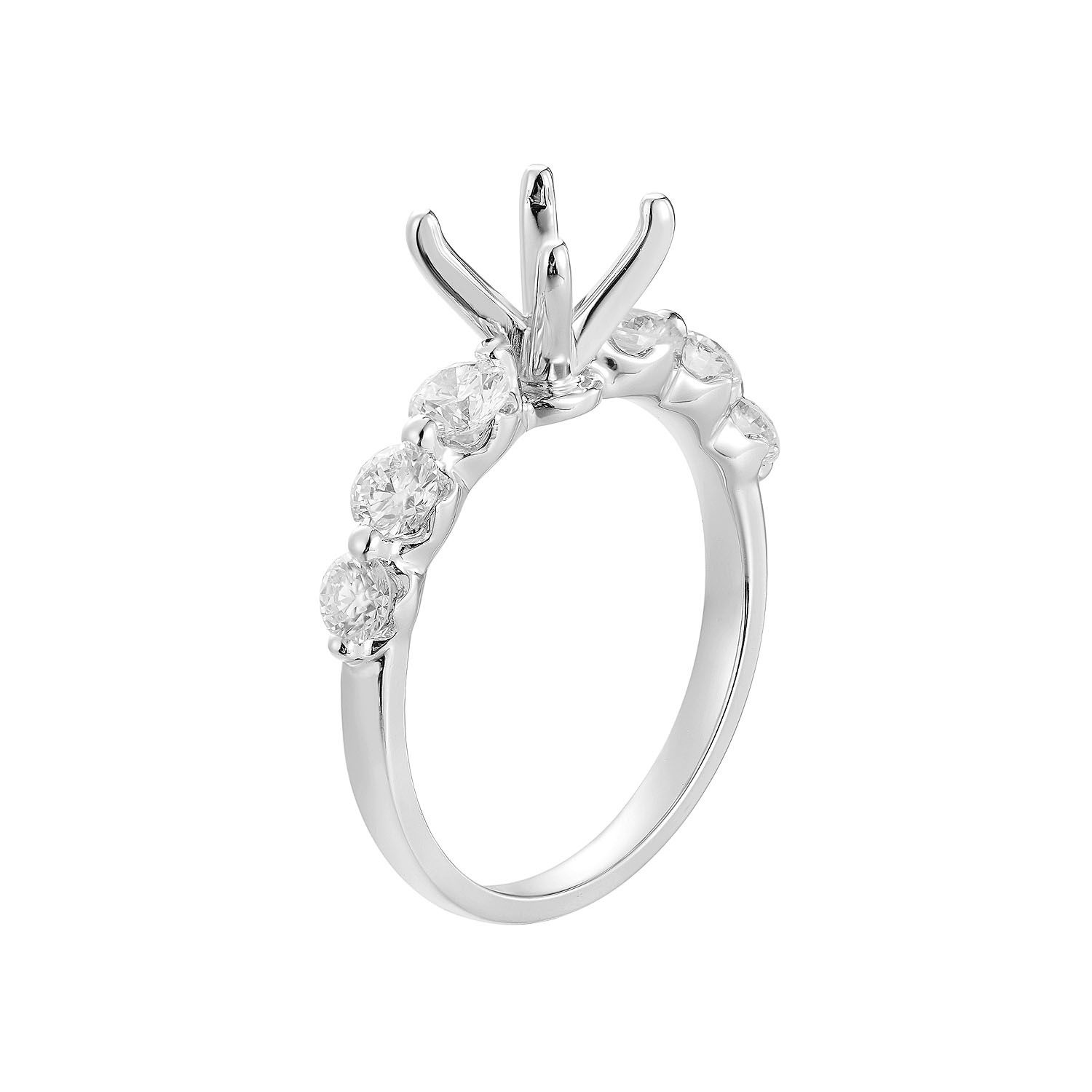 14K White Gold Round Center Natural Diamond  Engagement Ring MZ6528, Colour: 14K White Glod