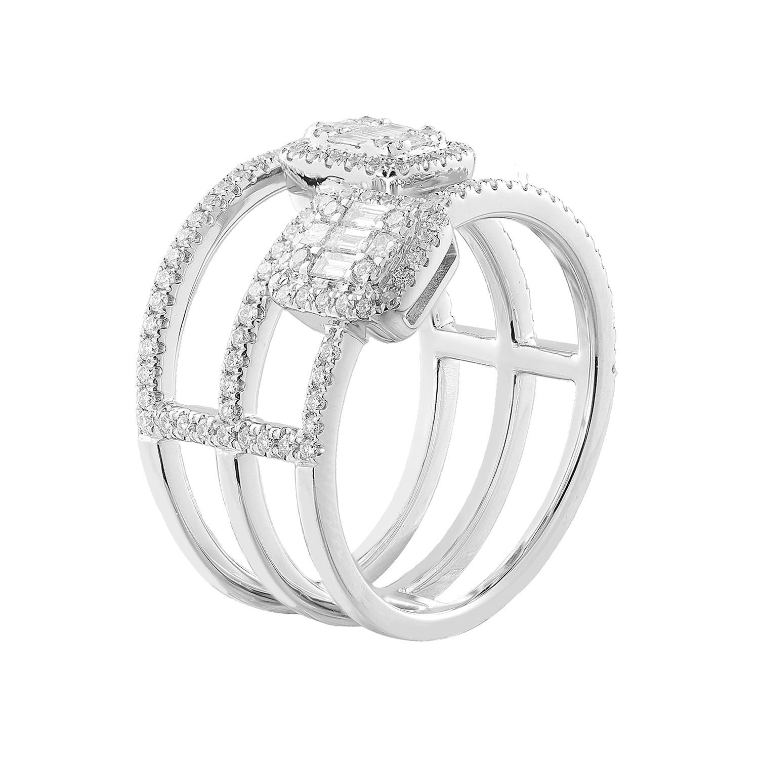 14K White Gold Natural Diamond Wide Ring MZ8060, Colour: White