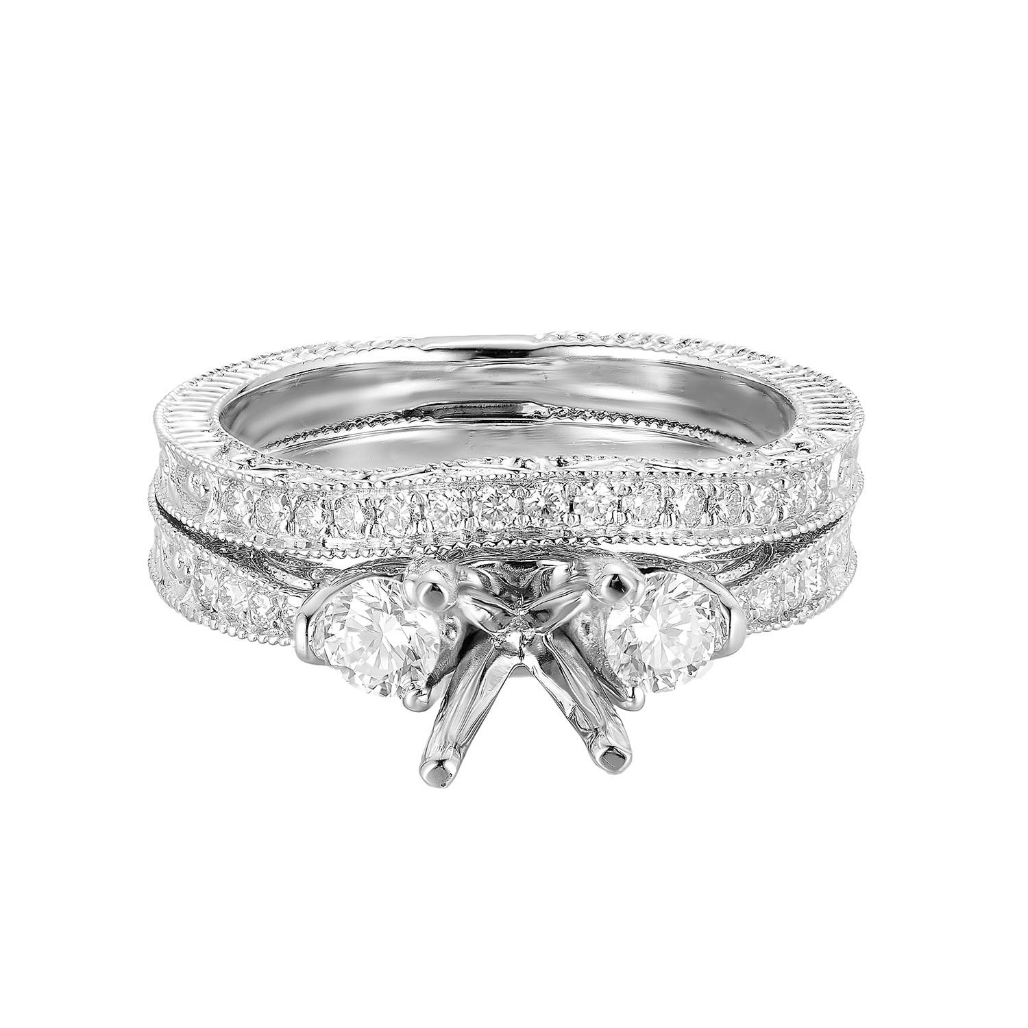 14k White Gold  Natural Diamond Ring Set MZ5411