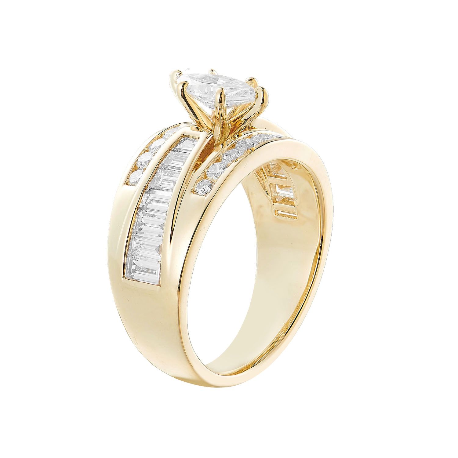 14K White/Yellow Gold Lab Grown Diamond Dazzling Engagement Ring MZ8074, Colour: 14KYellow-6.76g-1.664ct-LG