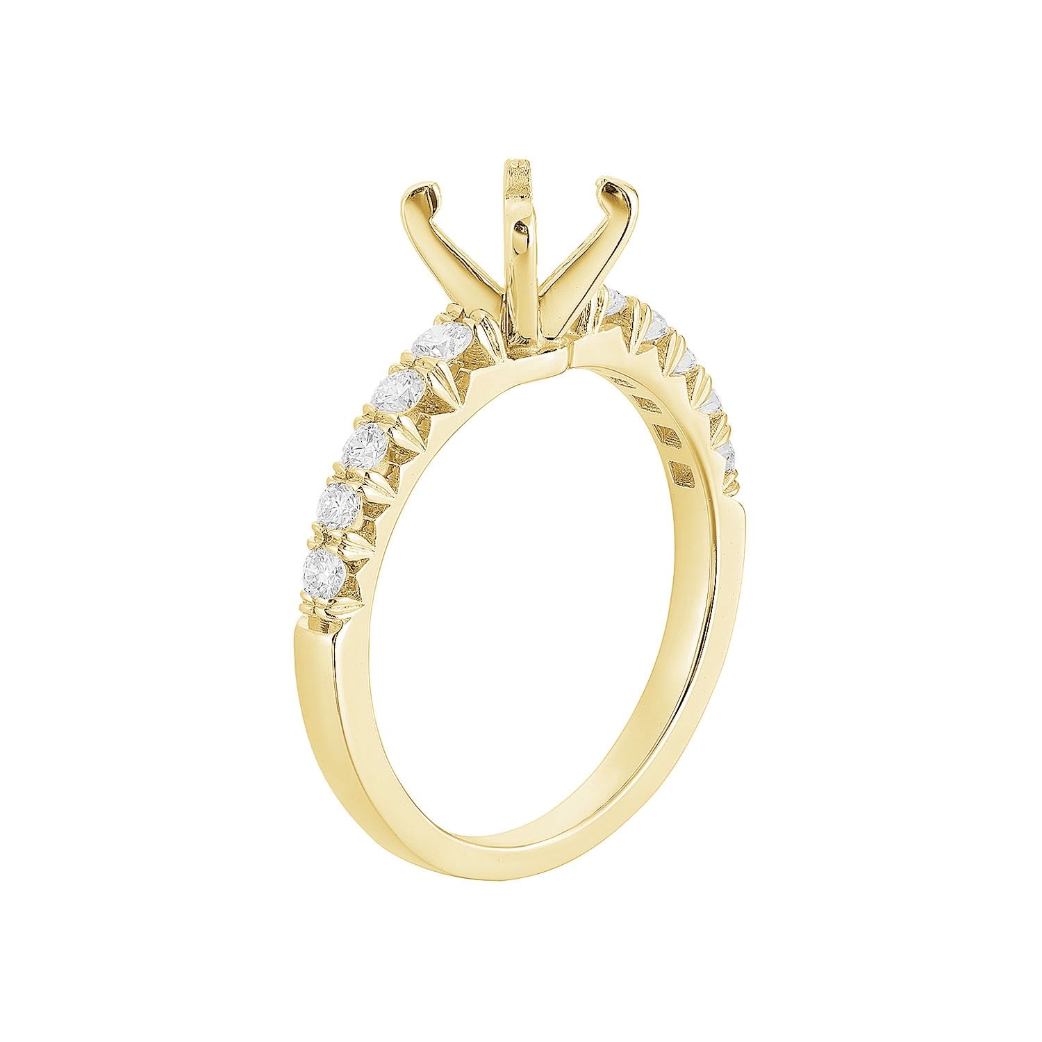 14K White Gold Natural Diamond Engagement Ring MZ5131-1CT-Accent0.33CT, Colour: 14KYellow-3.1g-0.339ct-ND