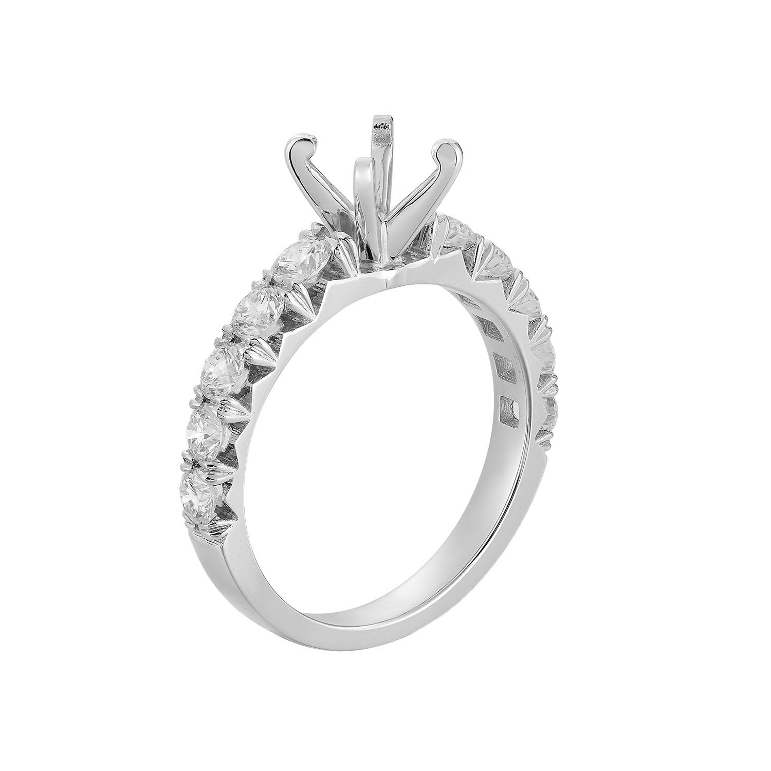 14K White Gold Natural Diamond Engagement Ring MZ5131-1CT-Accent1.0CT, Colour: 14K White Gold