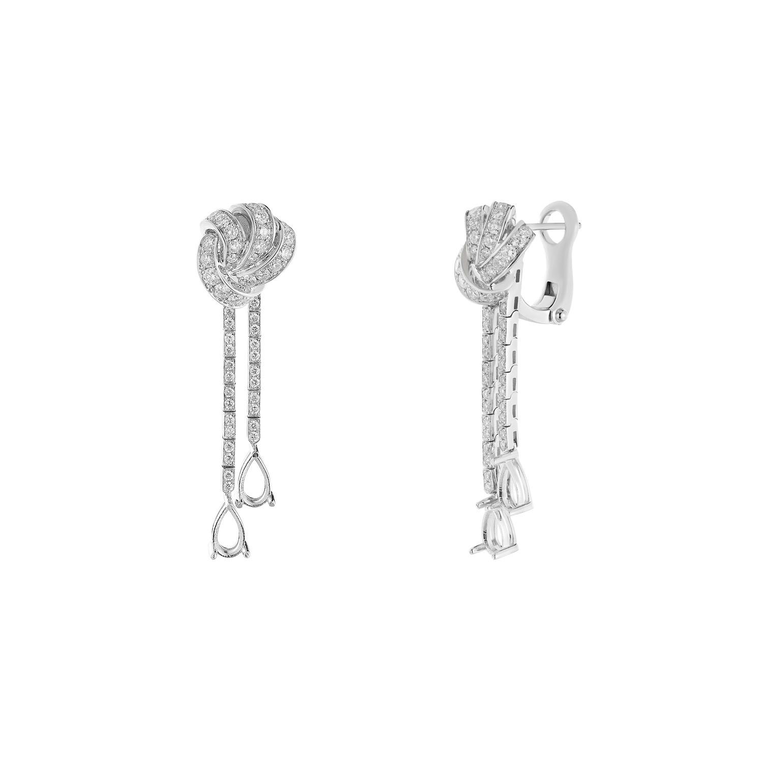 18K White Gold Pear Natural Diamond Earring Drop MZ11856