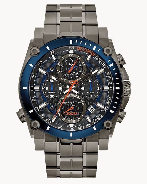 Bulova Icon Precisionist Grey Blue Dial Stainless Steel Watch