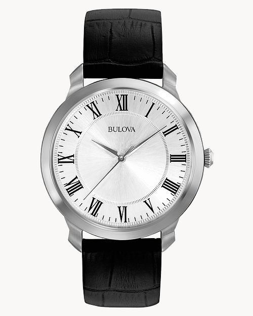 Bulova Classic Men&#39;s White Dial Black Strap Classic Watch