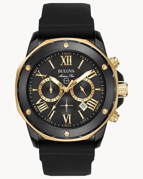 Bulova Marine Star Men&#39;s Black IP Chronograph Watch