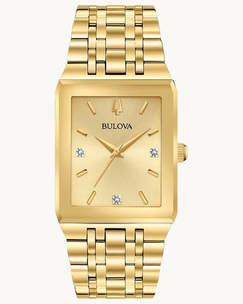 Bulova Quadra Women&#39;s Gold Champagne Dial Diamond Watch