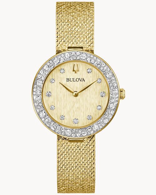 Champagne Dial Stainless Steel Bracelet Crystal 98L321