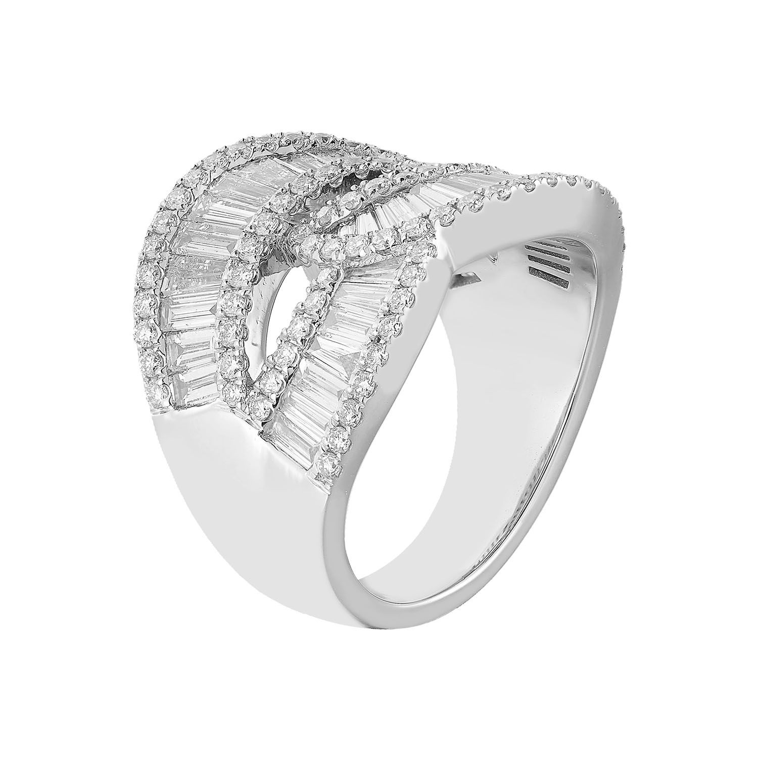 14K White/Yellow Gold Natural Baguette Diamond Band MZ12161, Colour: White