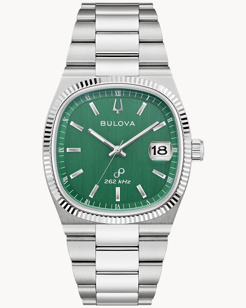 Bulova Men's Watch Green Dial Stainless Steel Bracelet Super Seville 96B439