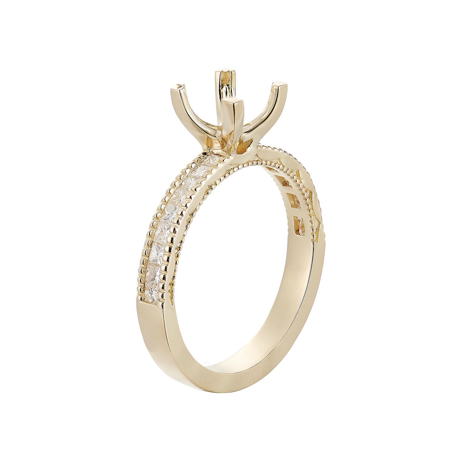 14K White/Yellow Gold Princess Natural Diamond Engagement Ring MZ2034, Colour: 14KYellow-3.38g-0.295ct-ND
