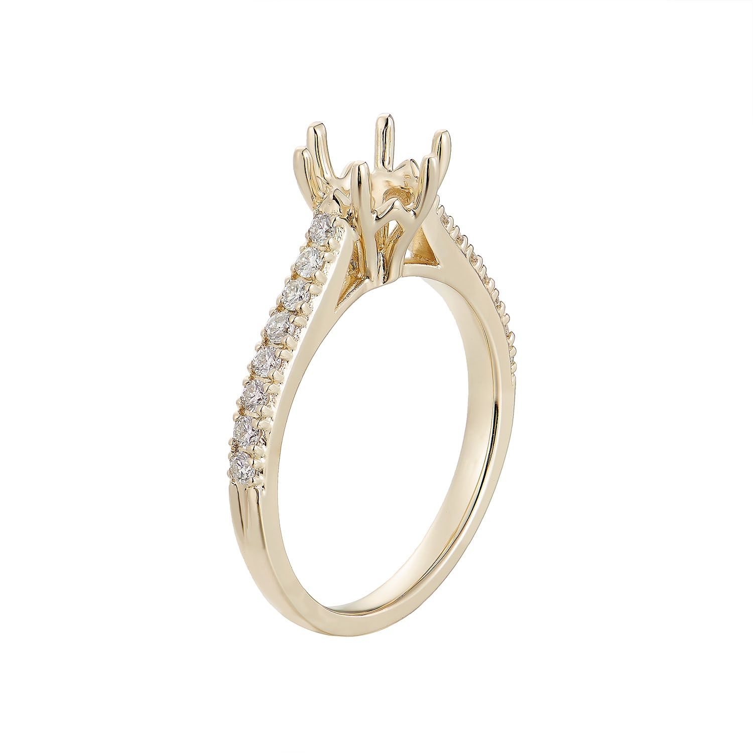 14k White/Yellow Gold Straight Shank Natural Diamond  Engagement Ring HF9060, Colour: 14K Yellow -3.27g-0.3ct-ND