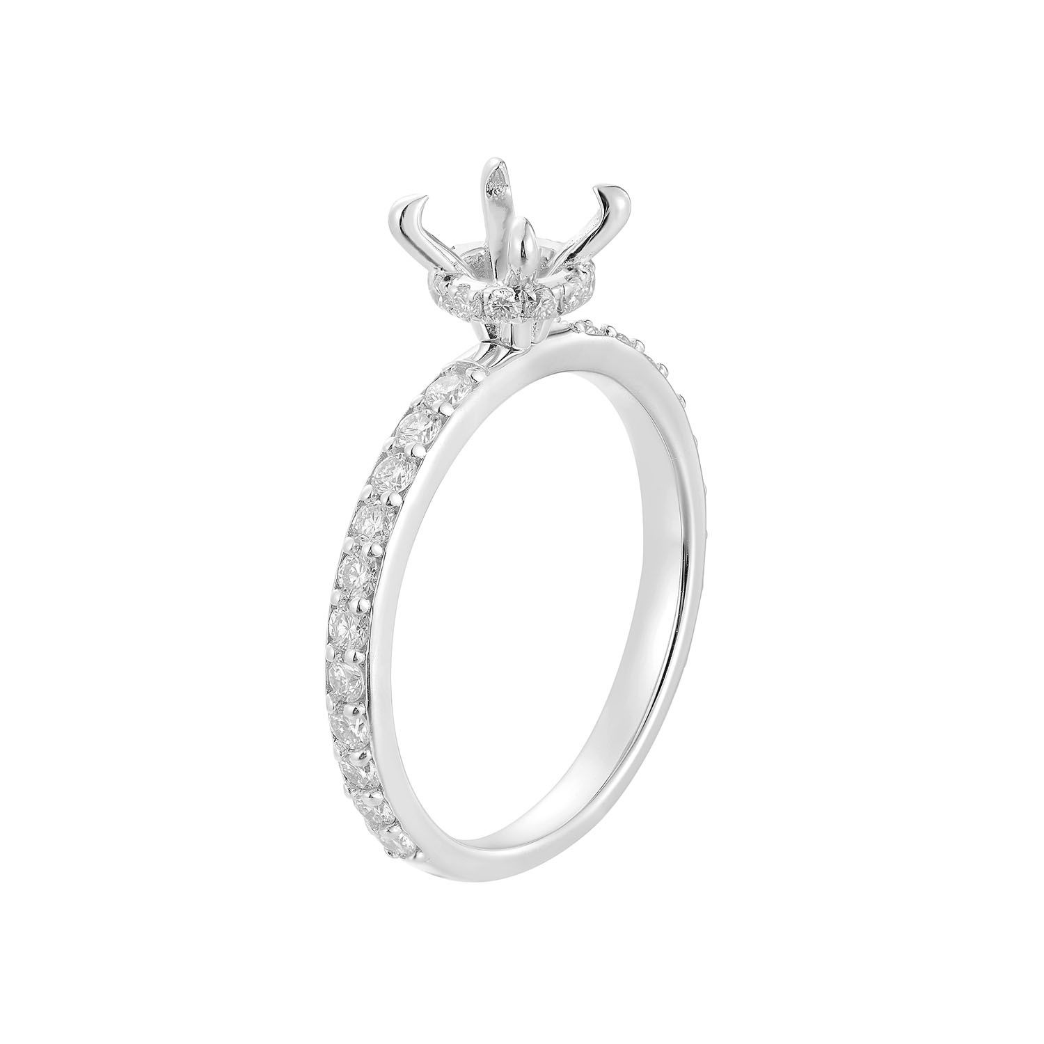14K White/Yellow /Rose Gold Natural Diamond Engagement Ring RD0117, Colour: 14K White Gold