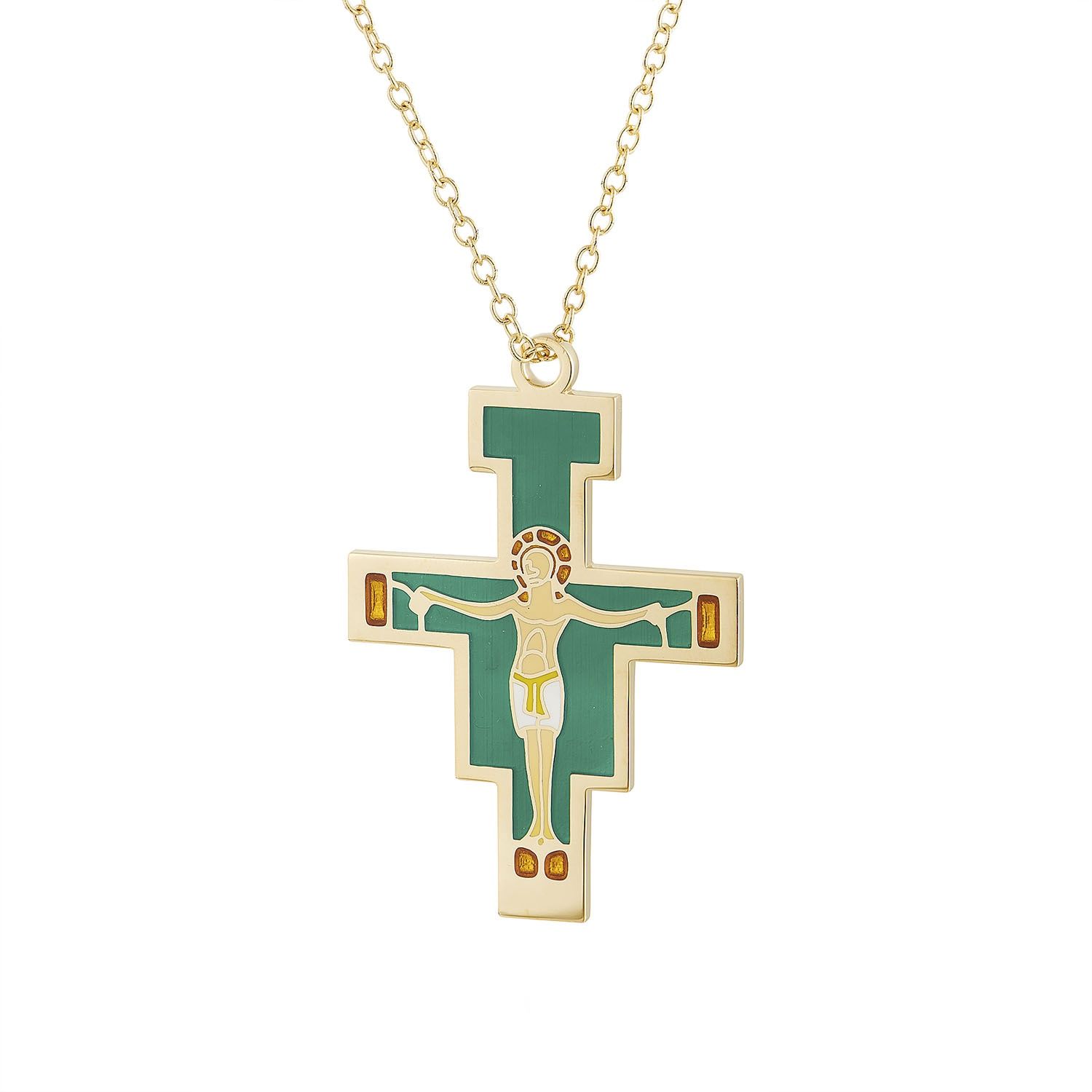 14K Yellow Gold Blue Enamel Pendant Necklace MZ11995