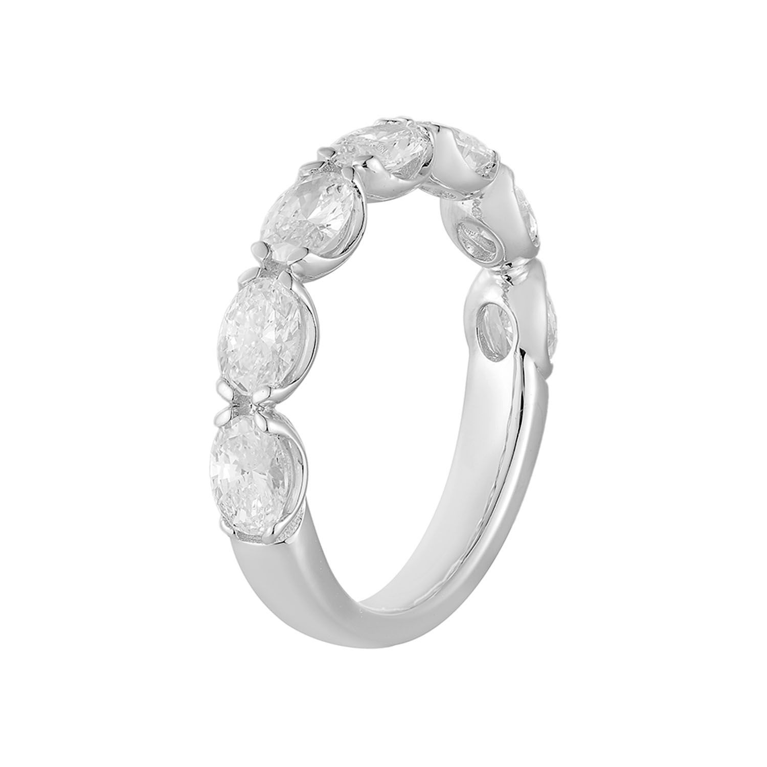 14K White/Yellow Gold Oval Lab Grown Diamond Wedding Band MG-03, Colour: 14KWhite-3.36g-1.413ct-LG