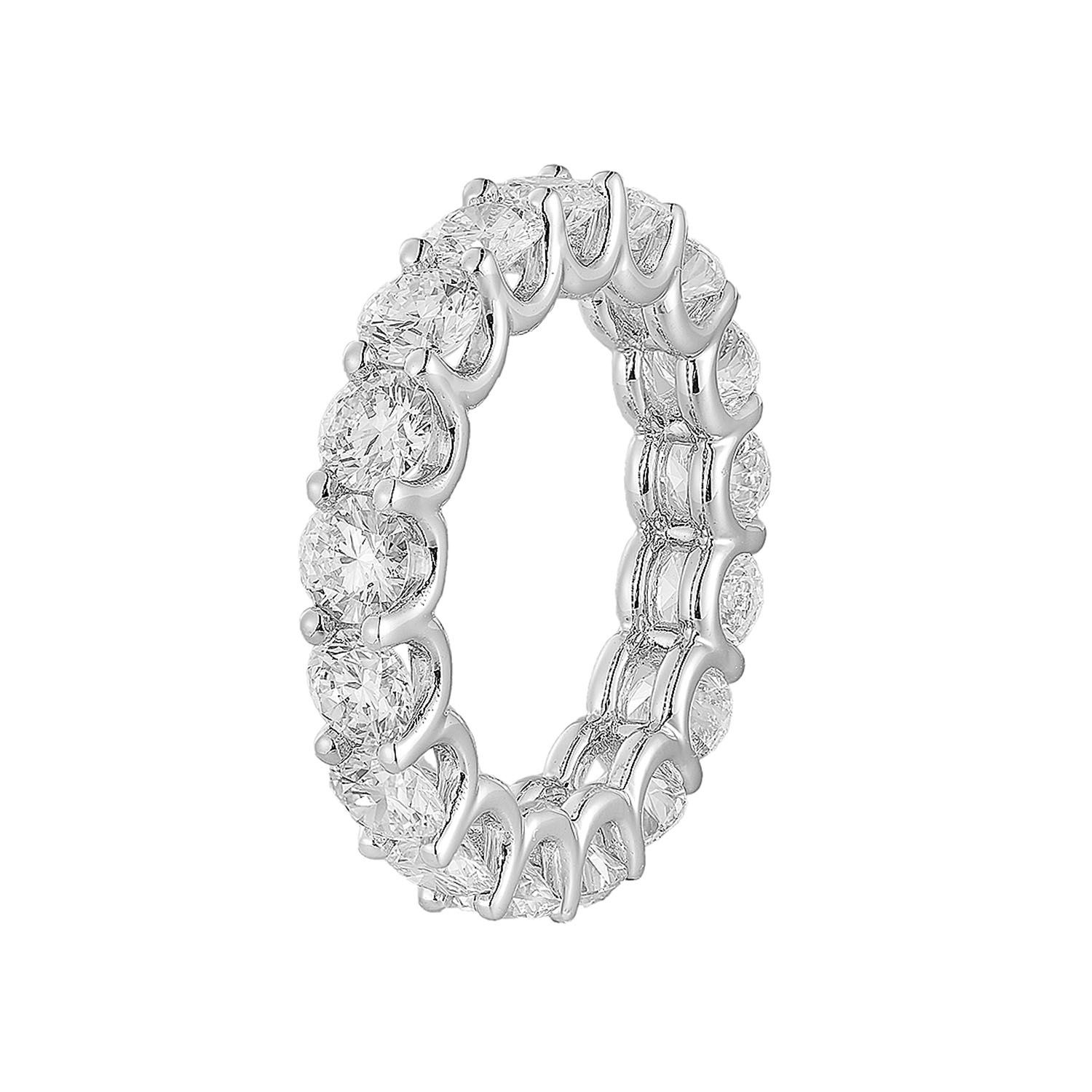 14K White Gold Round Lab Grown Diamond Eternity Wedding Band HYD3033-1, Colour: White