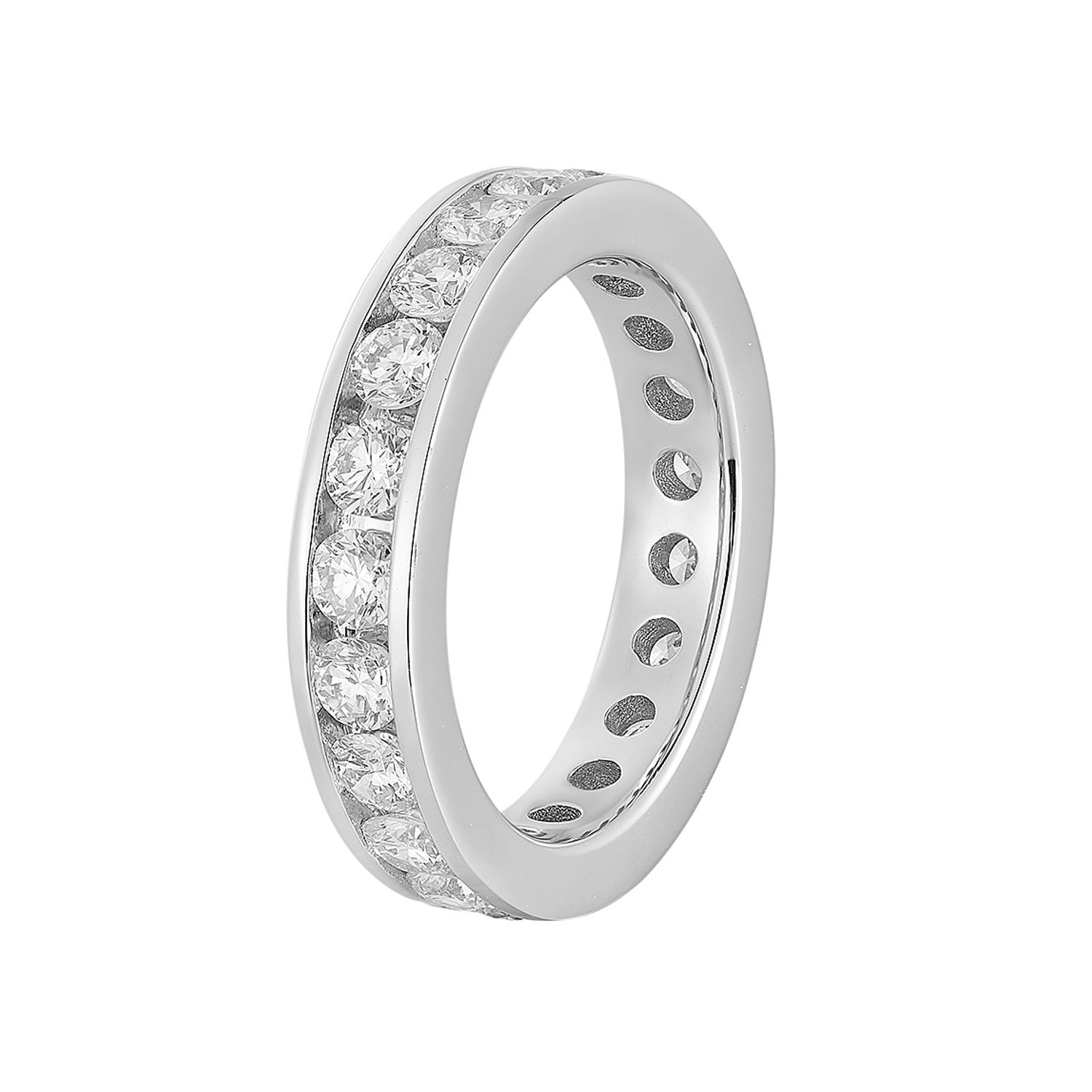 14K White Gold Round Lab Grown Diamond Eternity Wedding Band MZ5047-1