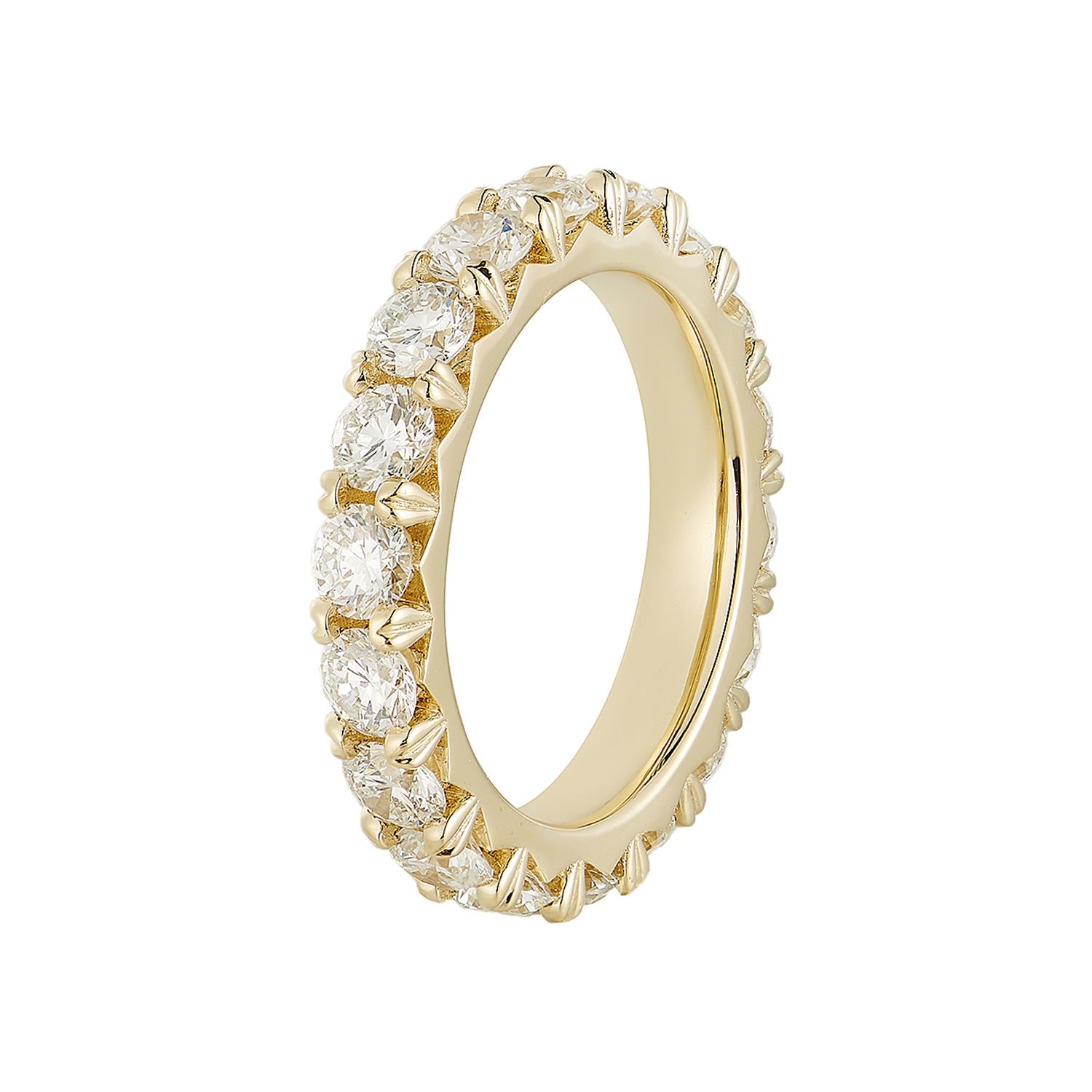 14K White/Yellow Gold Round Lab Grown Diamond Eternity Wedding Band MZ5419, Colour: Yellow