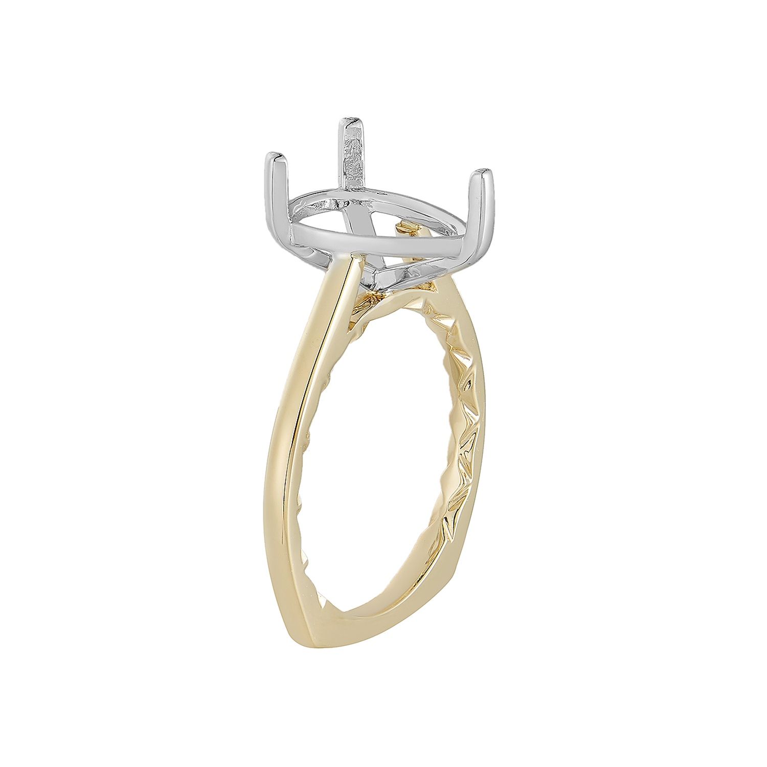 14K White Gold 14K Yellow Gold Pear Center Engagement Ring MZ11353-8, Colour: White+Yellow