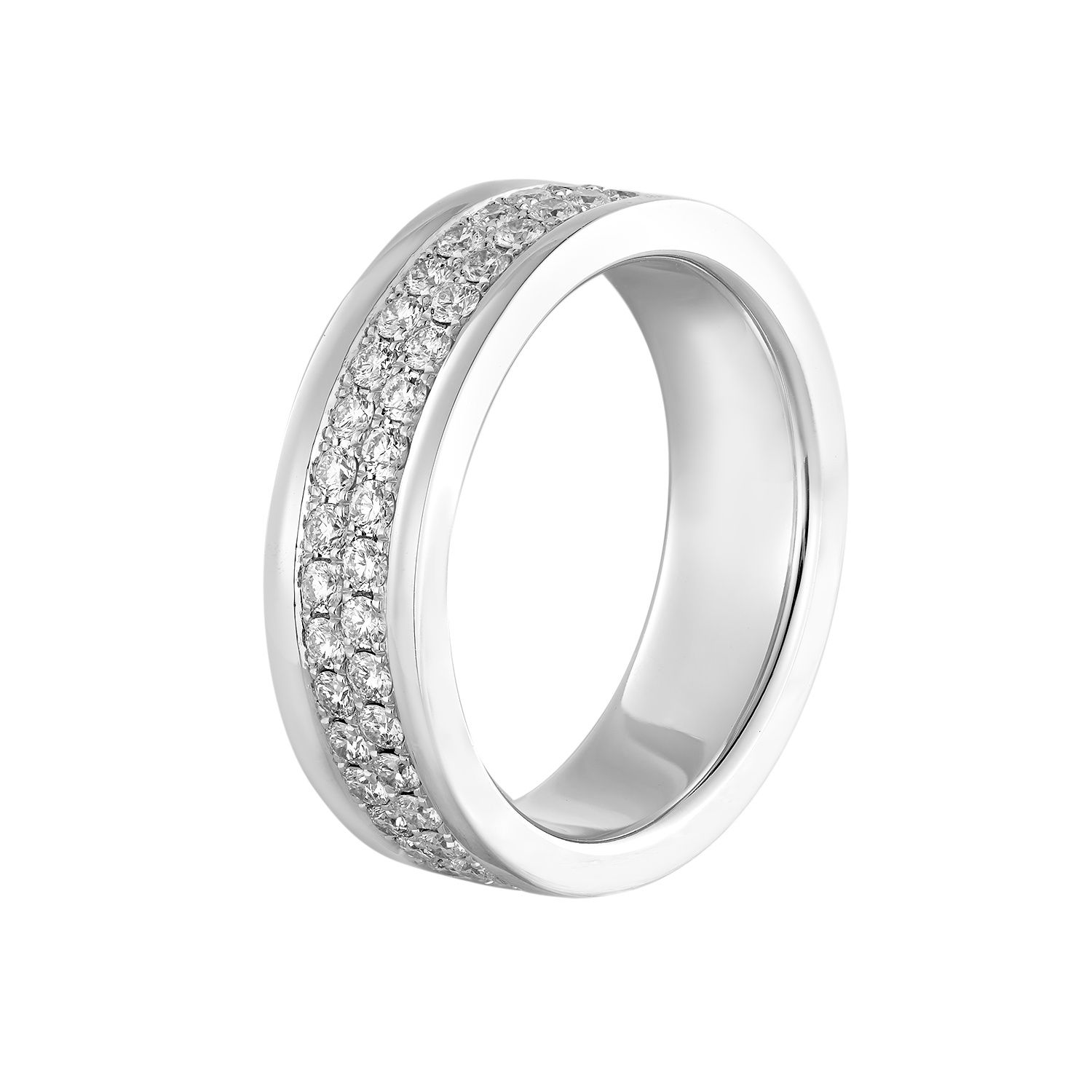 14K White Gold Natural Diamond Band IH-092