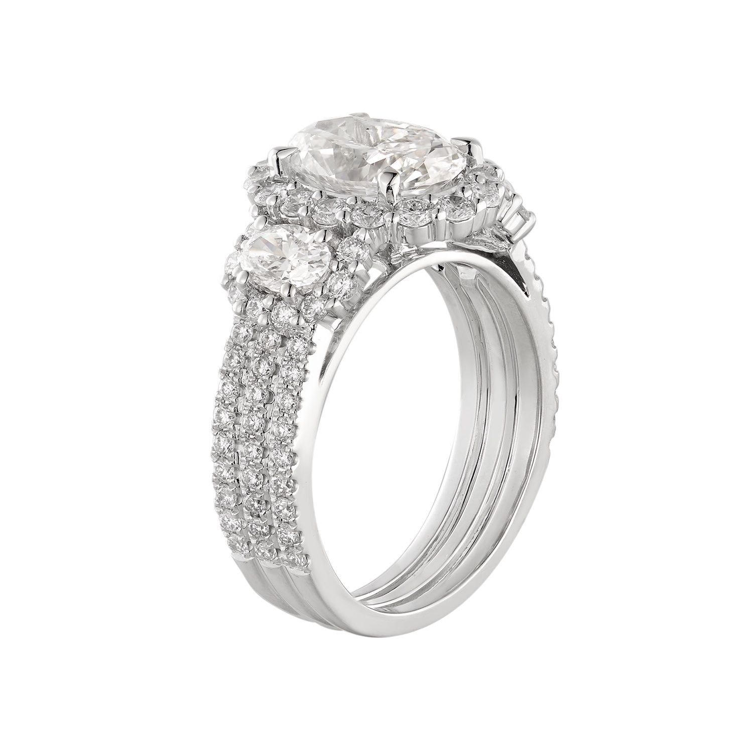 14K White Gold Oval Center Lab Grown Diamond Engagement Ring MZ12274