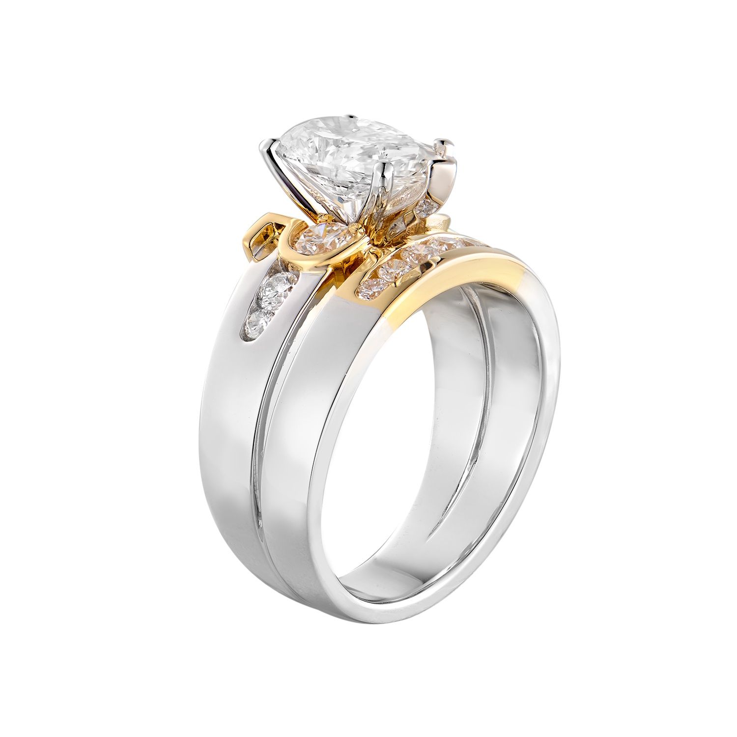 14K White Gold And 14K Yellow Gold Lab Grown Diamond Engagement Ring MZ8076
