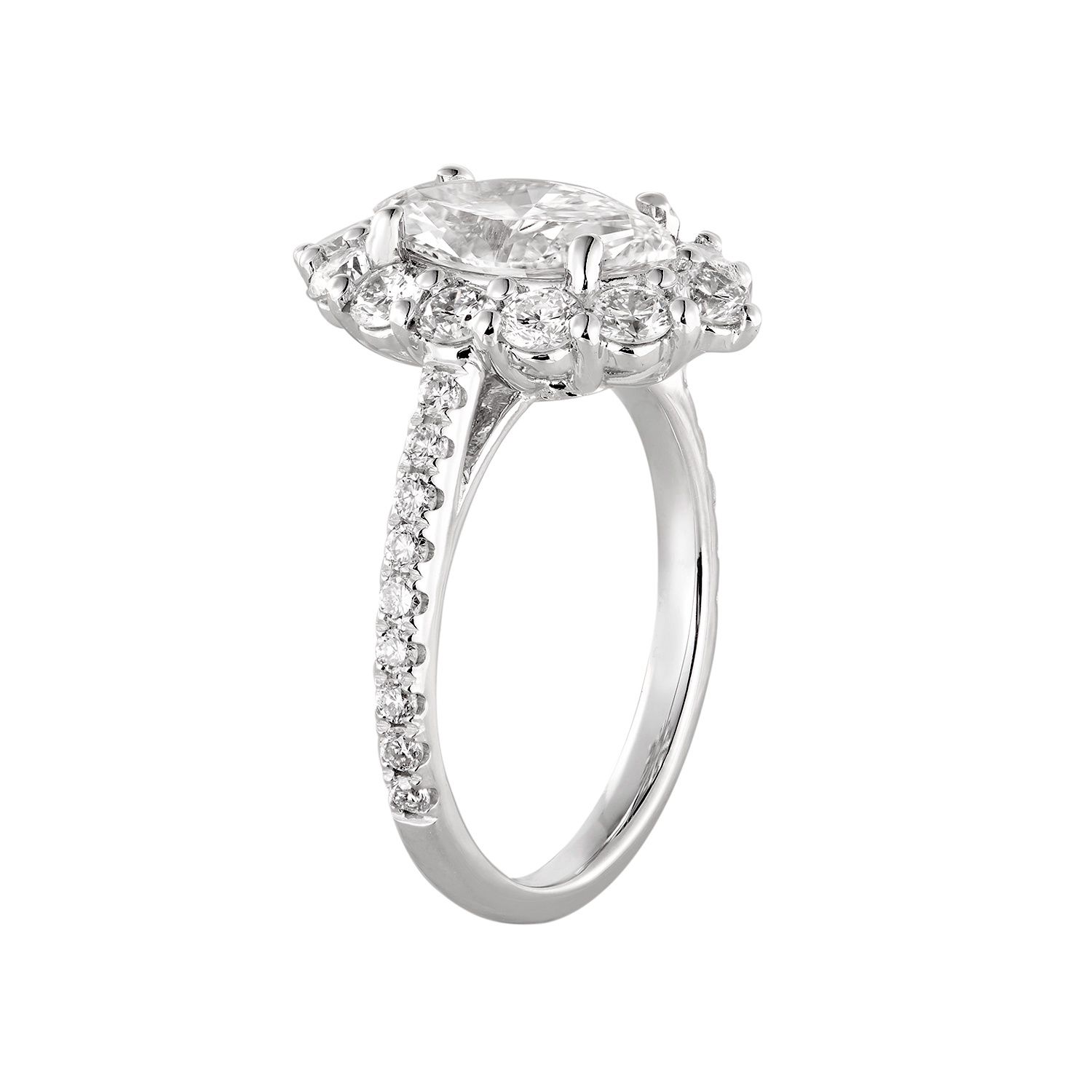 14K White Gold Marquise Center Lab Grown Diamond Engagement Ring MZ12278