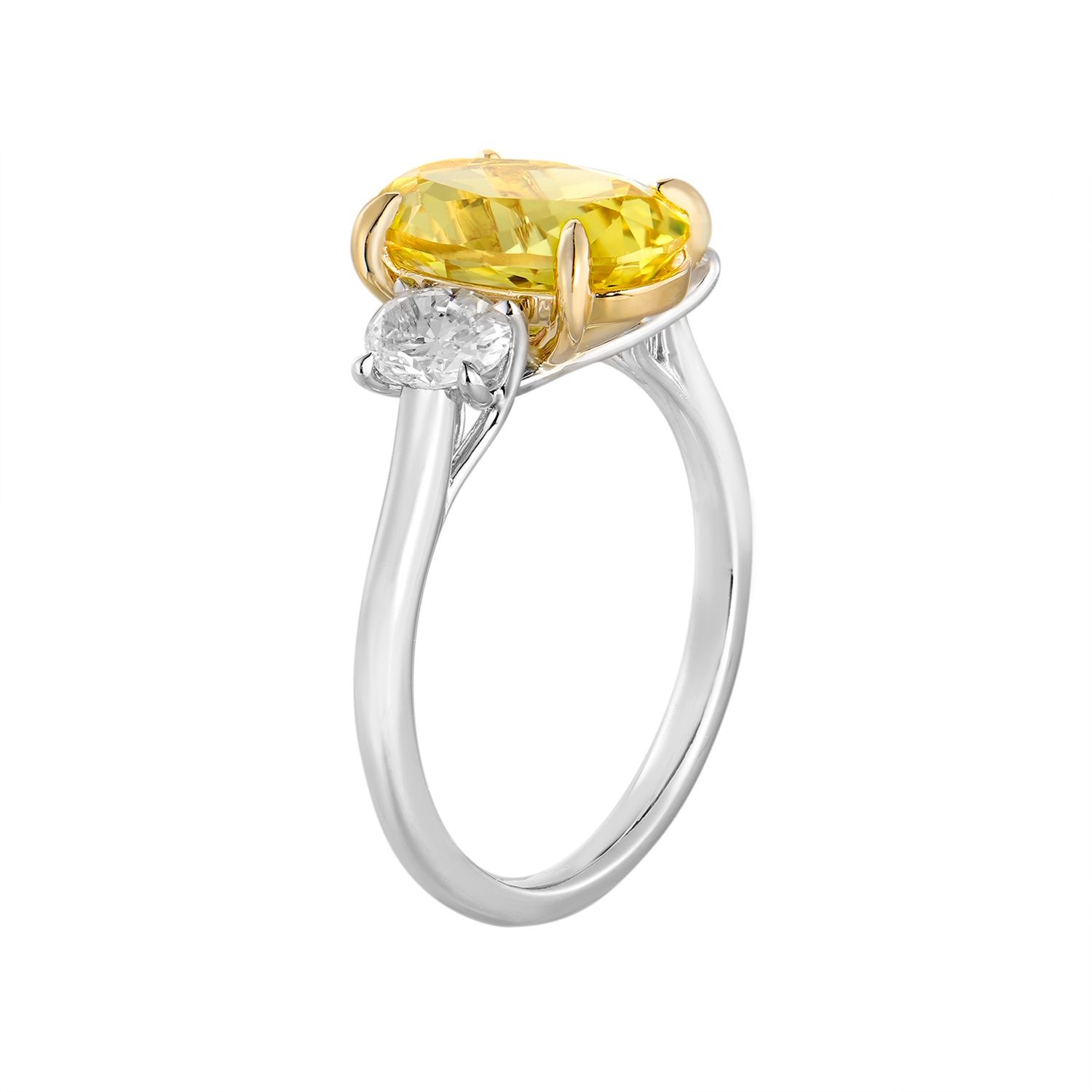 14K White Gold 14K Yellow Gold Lab Grown Yellow Diamond Engagement Ring YJ023-YD