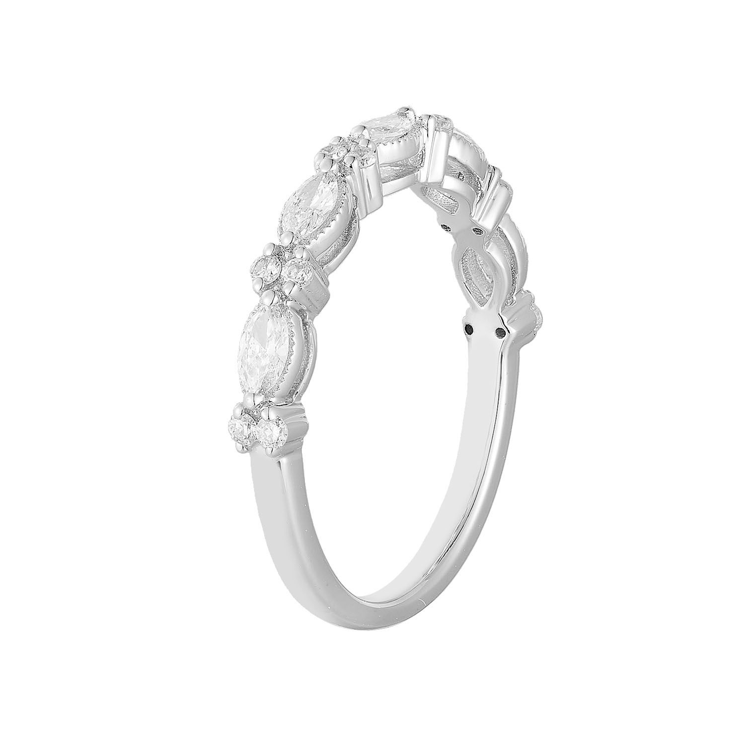 14K White/Yellow Gold Lab Grown Marquise Diamond Wedding Band MZ12081, Colour: 14kWhite-2.26g-0.451ct-LG