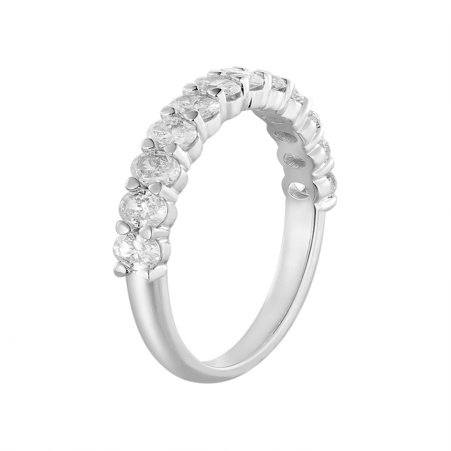 14K White Gold Oval Lab Grown Diamond Wedding Band MZ12130-1