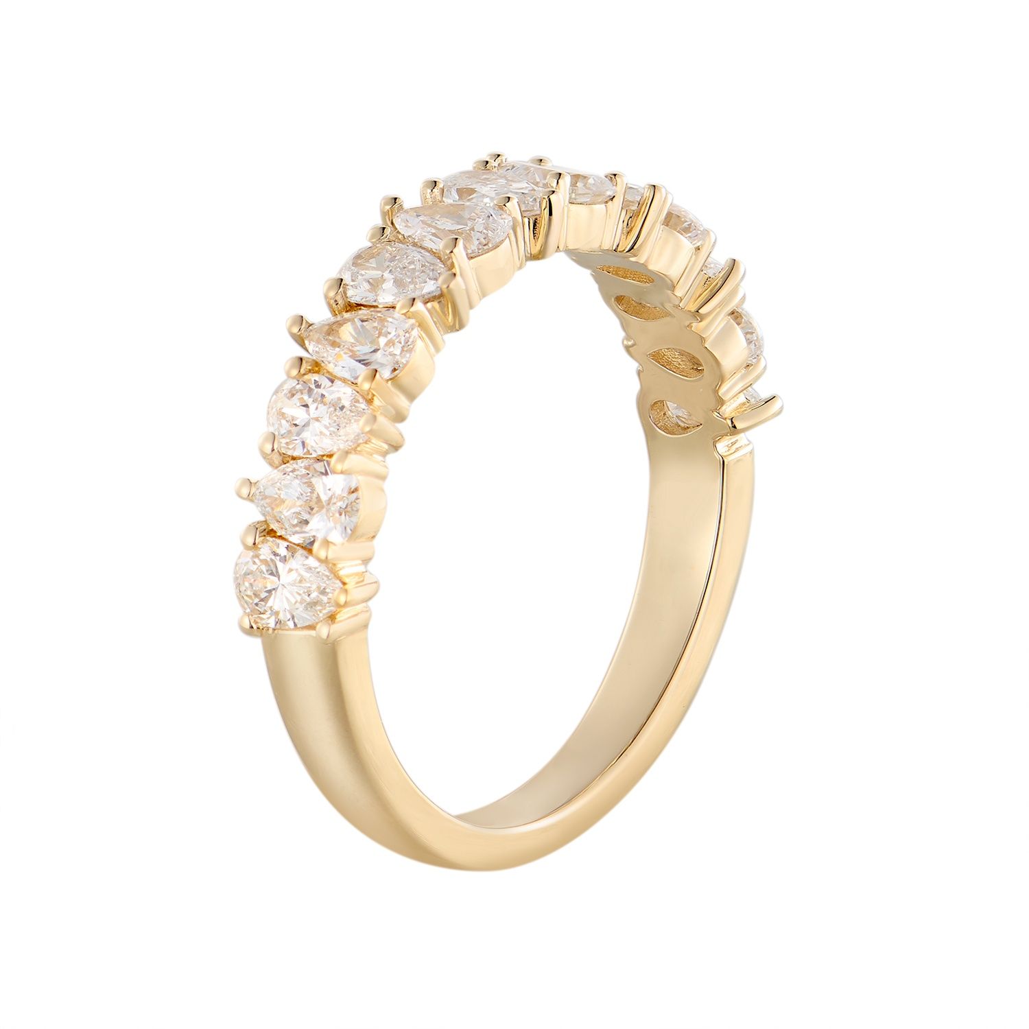 14K Yellow Gold Pear Lab Grown Diamond Wedding Band MZ30019-1