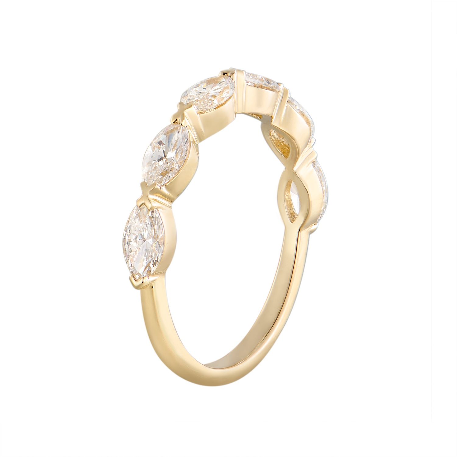 14K White/Yellow Gold Lab Grown Marquise Diamond Wedding Band MZ30033, Colour: 14KYellow-2.06g-1.139ct-LG