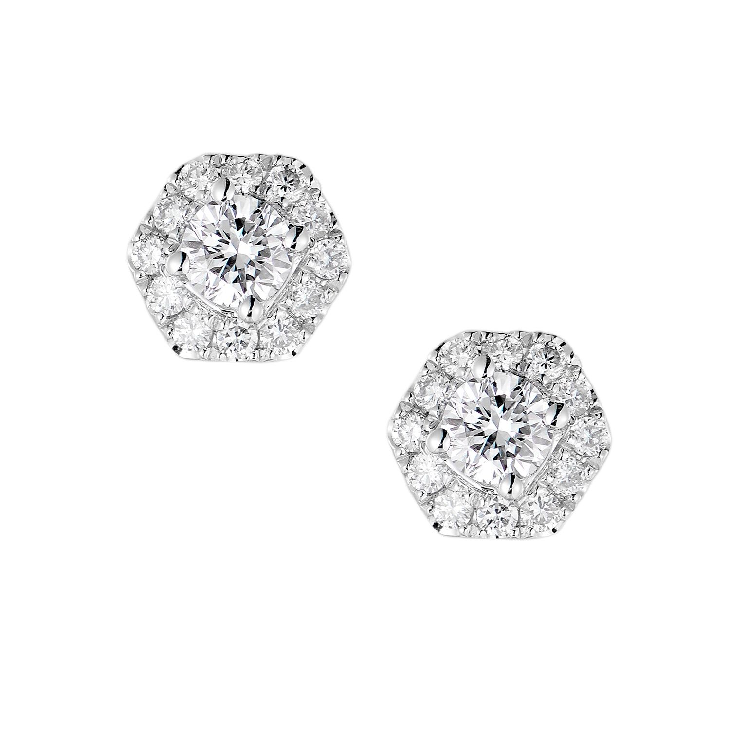 14K White Gold Lab Grown Diamond Stud Earrings IH-318
