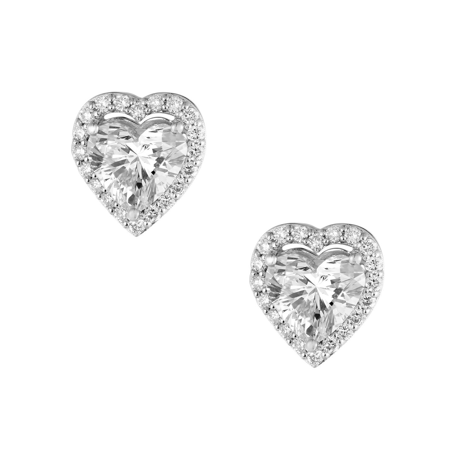 14K White Gold Heart Lab Grown Diamond Stud Earrings MZ6294