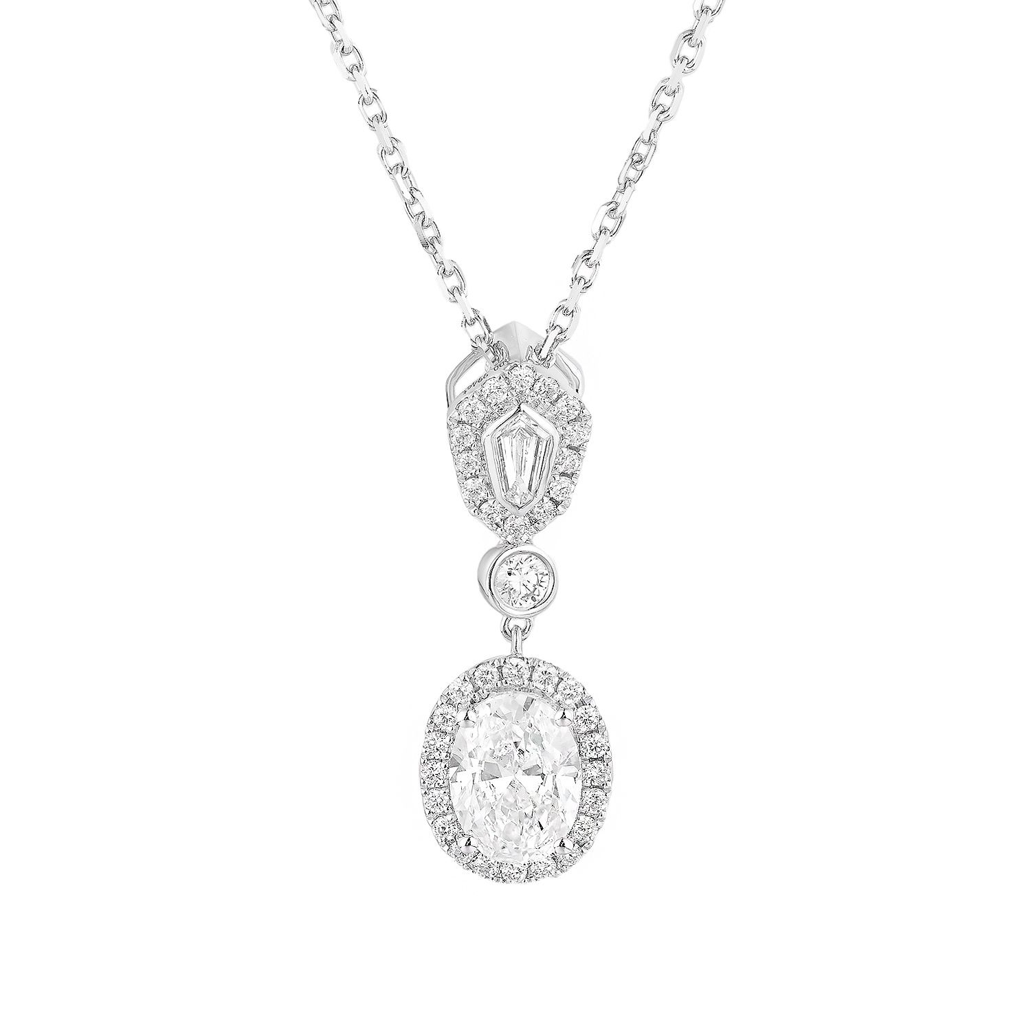 14K White Gold Lab Grown Diamond Necklace MZ9450-1