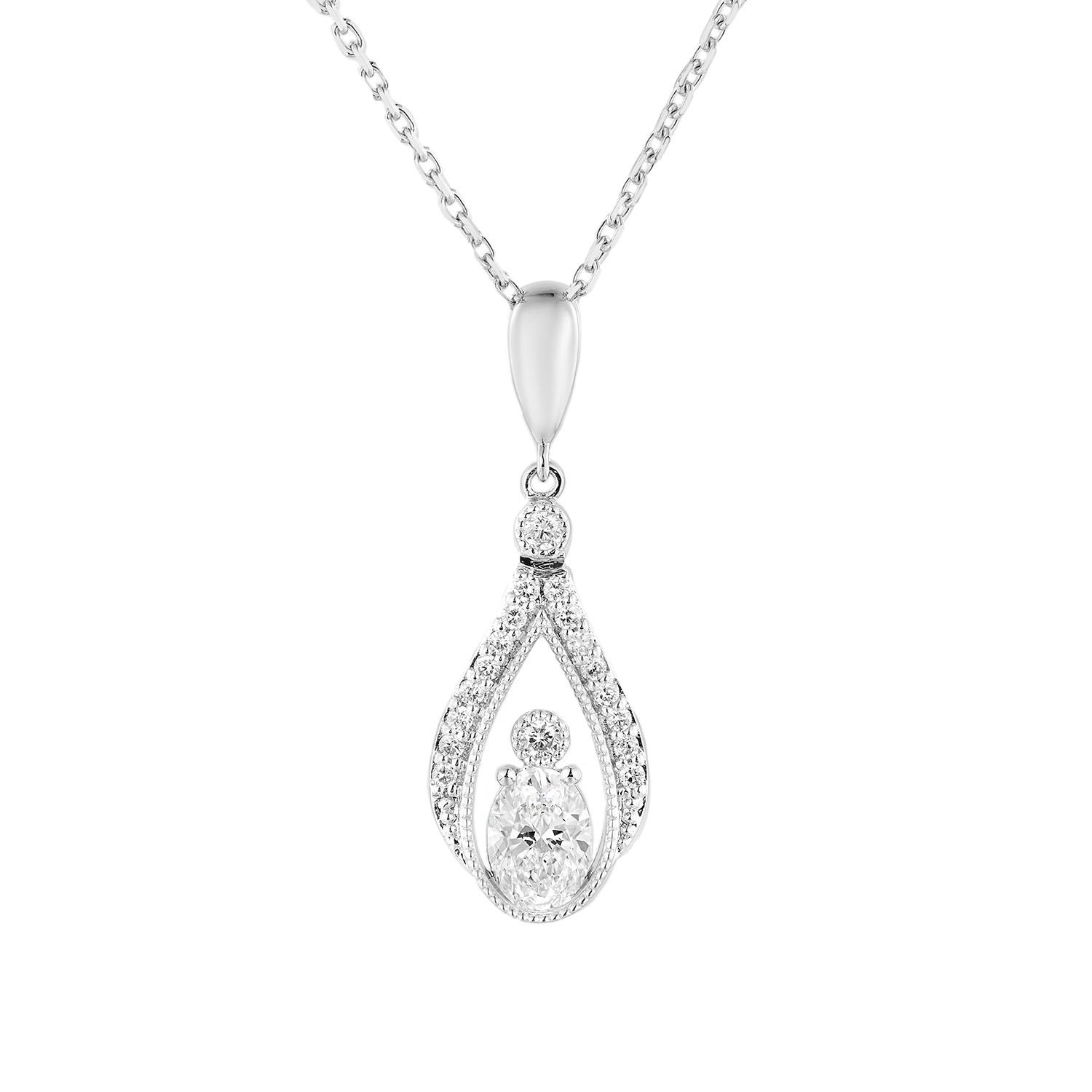 14K White Gold Lab Grown Diamond Necklace MZ5745