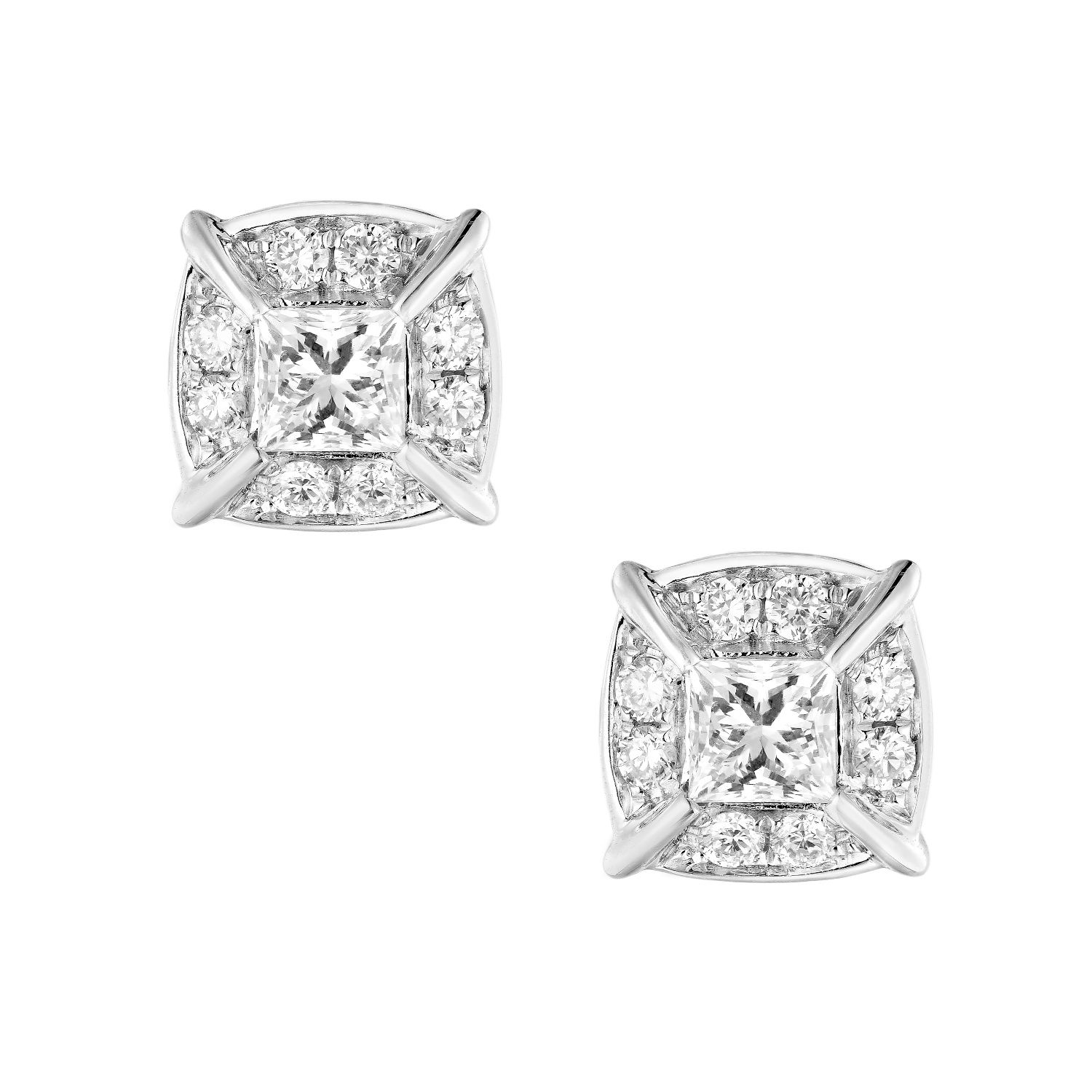 14K White Gold Lab Grown Diamond Stud Earrings MZ10584