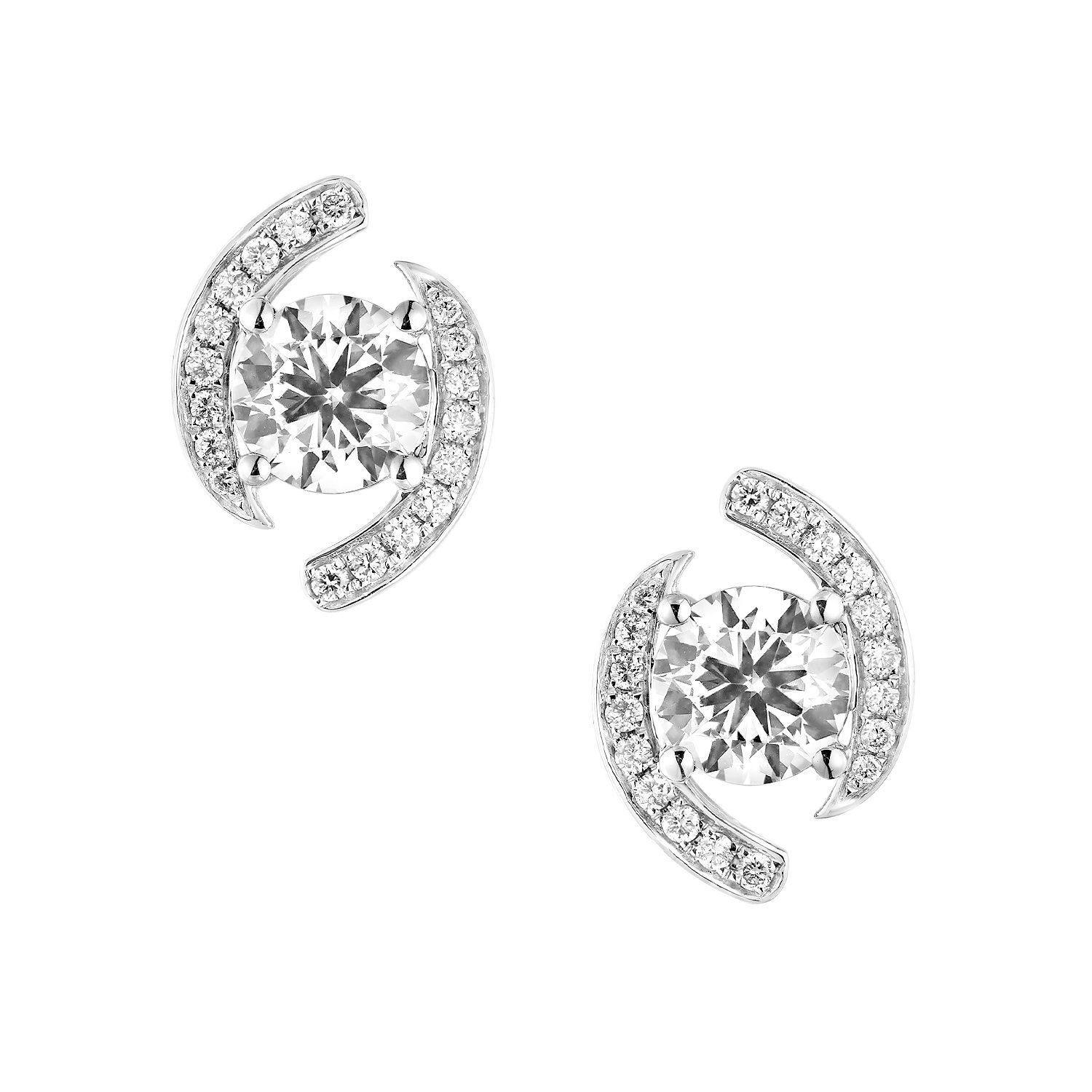 14K White Gold Lab Grown Diamond Stud Earrings MZ10581
