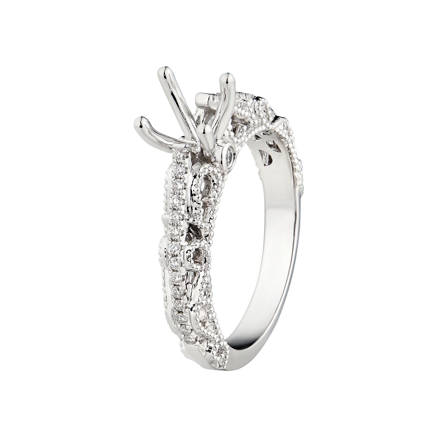 14K White Gold Natural Diamond Engagement Ring MZ1975